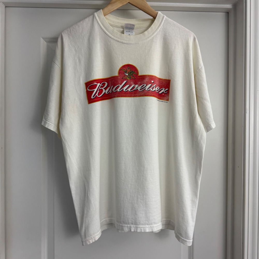 Vintage Y2K 2000 Budweiser Beer Graphic T-Shirt Tee XL